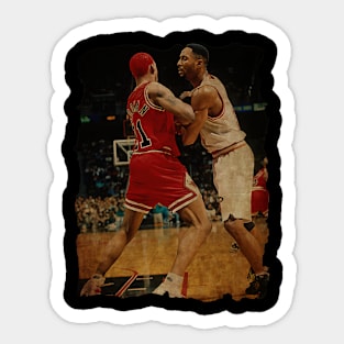 Dennis Rodman vs Alonzo Mourning Vintage Sticker